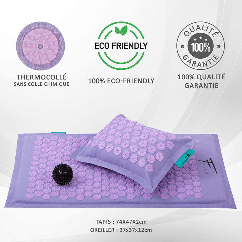 Fitem - Acupressure Mat With Pillow - 100% Natural Coconut Filling - Massage - Relieves Back And Neck Pain - Sciatica - Muscle Relaxation - Relaxation And Reduces Insomnia - NewNest Australia