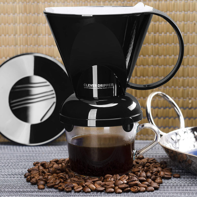 Clever Coffee Dripper and Filters, Large 18 oz (Black)| Barista's Choice| Safe BPA Free Plastic|Includes 100 Filters Black - NewNest Australia