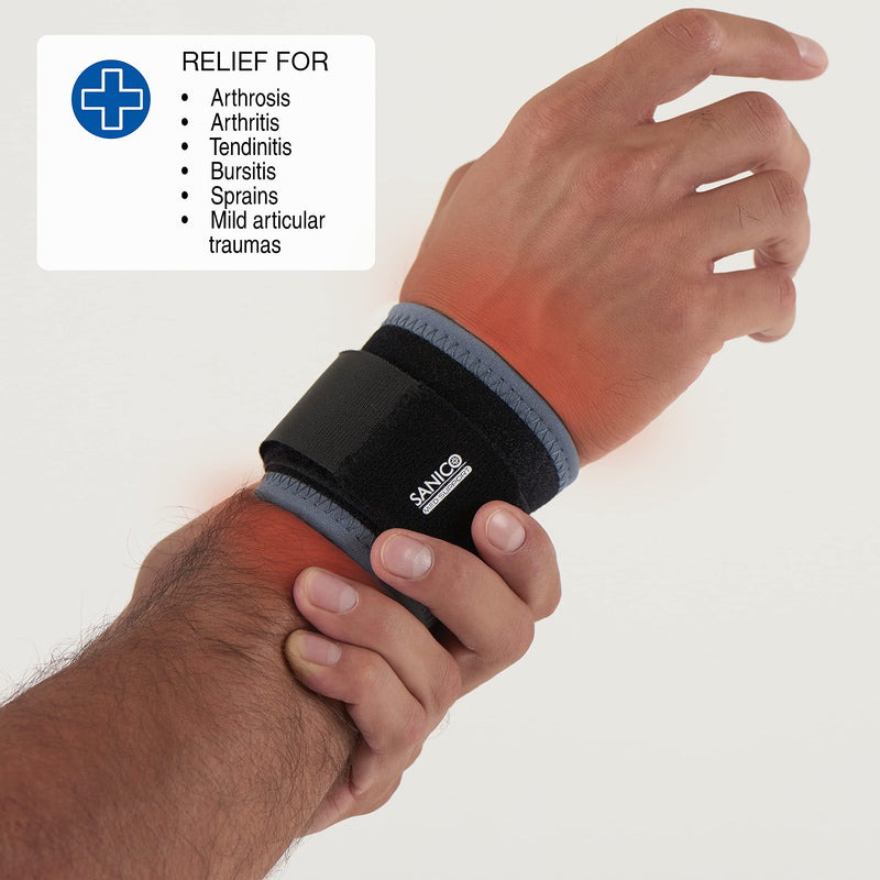 Sanico Wrist Support - Elastic Compression Support - Orthopedic Neoprene Support For Stability, Relief, Blood Circulation - Double-Sided Breathable - 25 X 0.3 X 7 Cm - NewNest Australia