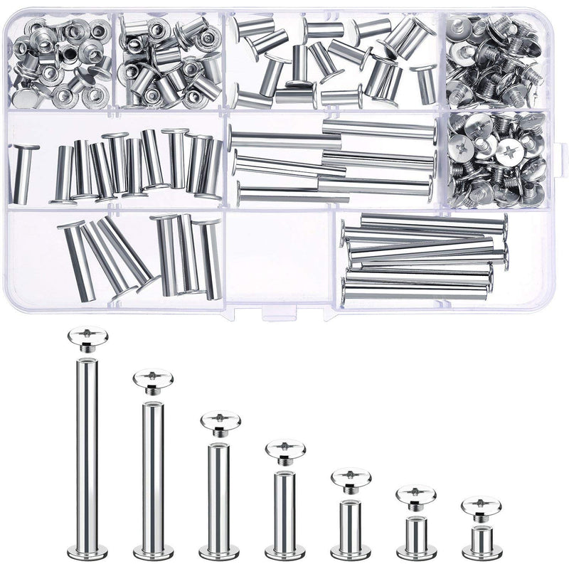 Pangda 80 Set Chicago Binding Screw Assorted Kit Metal Round Cross Head Stud Screw Post Nail Rivet Chicago Button for DIY Leather Decoration Bookbinding (5 x 5, 8, 12, 18, 25, 35, 45, Silver) 5 x 5, 8, 12, 18, 25, 35, 45 - NewNest Australia