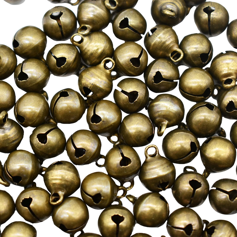 Maydahui 100PCS Small 1/2 inches Jingle Bell Vintage Bronze Mini 10mm Alloy Beads DIY for Jewelry Findings Sewing Wedding Doors and Crafts - NewNest Australia