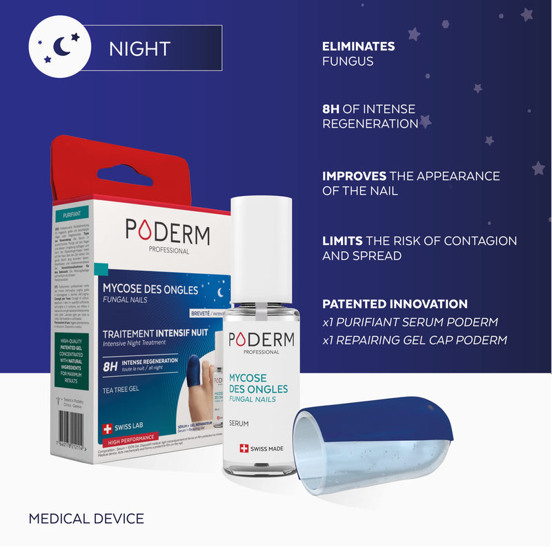 PODERM – 2-in-1 FUNGAL NAIL INTENSIVE NIGHT TREATMENT Eliminates the fungal infection and renews the nail while you sleep |VEGAN | Professional foot/hand treatment | Quick & Easy | Swiss Made - NewNest Australia