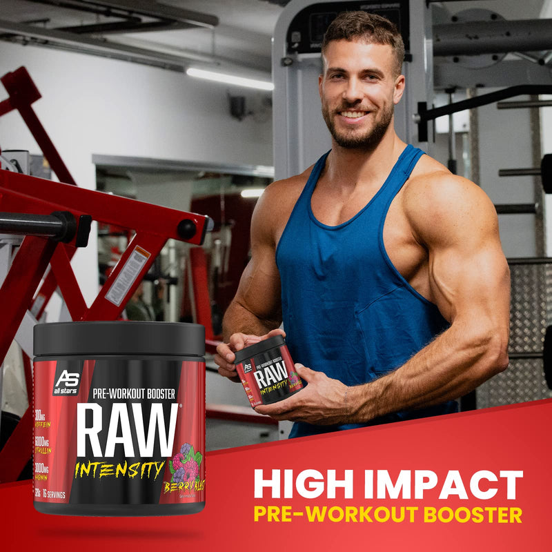 All Stars Raw Intensity Pre Workout Booster Fruit Punch I Fitness Powder With Amino Acids & Plant Extract I Energy Drink With Caffeine & Taurine I Shake Low Fat & Low Sugar - NewNest Australia