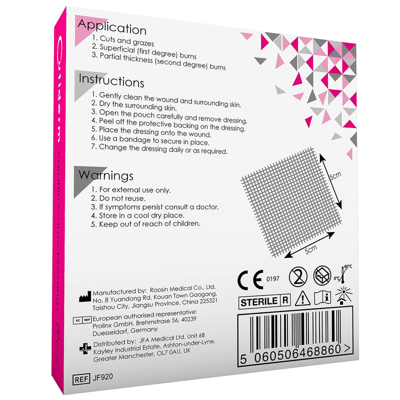 Pack of 20 Cutiderm Sterile Paraffin Gauze Dressing 5cm x 5cm - Suitable for Superficial and Partial Thickness Burns, Skin Loss Wounds, abrasions and Traumatic Injuries - NewNest Australia