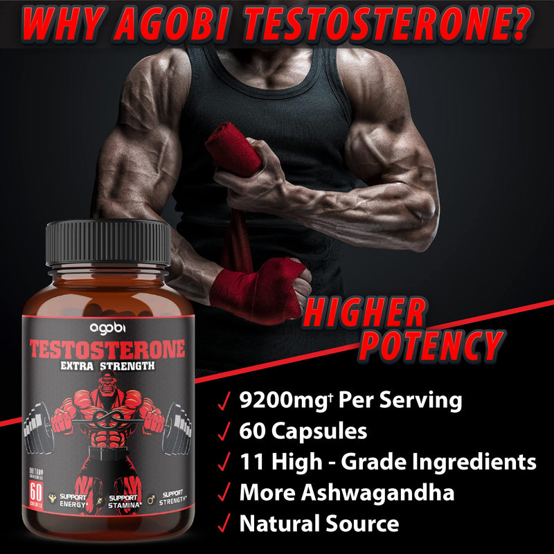 Energy Support Supplement for Men with Ashwagandha, Tribulus, Ginseng & More - 11 Herbs Equivalent to 9200mg - Strength Support - 60 Vegan Capsules 1 Month Supply - NewNest Australia