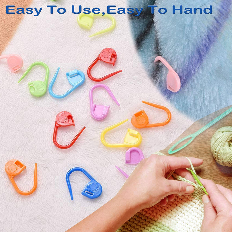 26 Pcs Sewing Knitting Kits, 9 Pcs Large-Eye Blunt Yarn Needles, 4 Pcs Plastic Weaving Needles,12 Pcs Colorful Knitting Crochet Locking Counter Stitch Needle, Suitable for Crochet Project 26 PCS - NewNest Australia