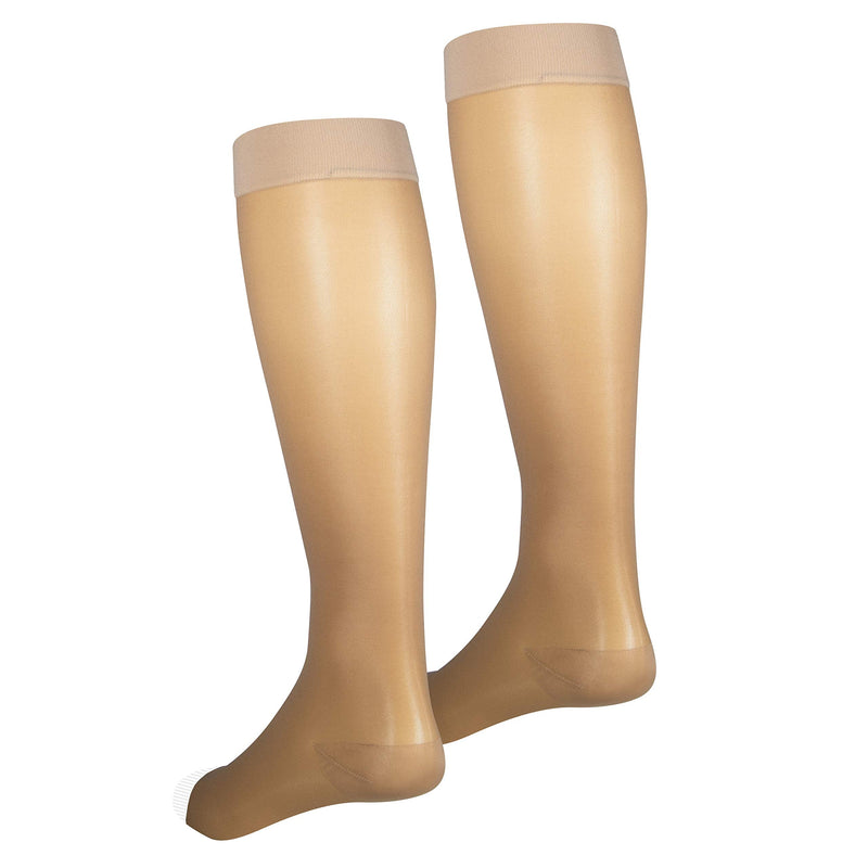 NuVein Sheer Compression Stockings, 15-20 mmHg Support, Fashionable Medium Denier, Knee High, Open Toe, Beige, Medium Medium (1 Pair) - NewNest Australia