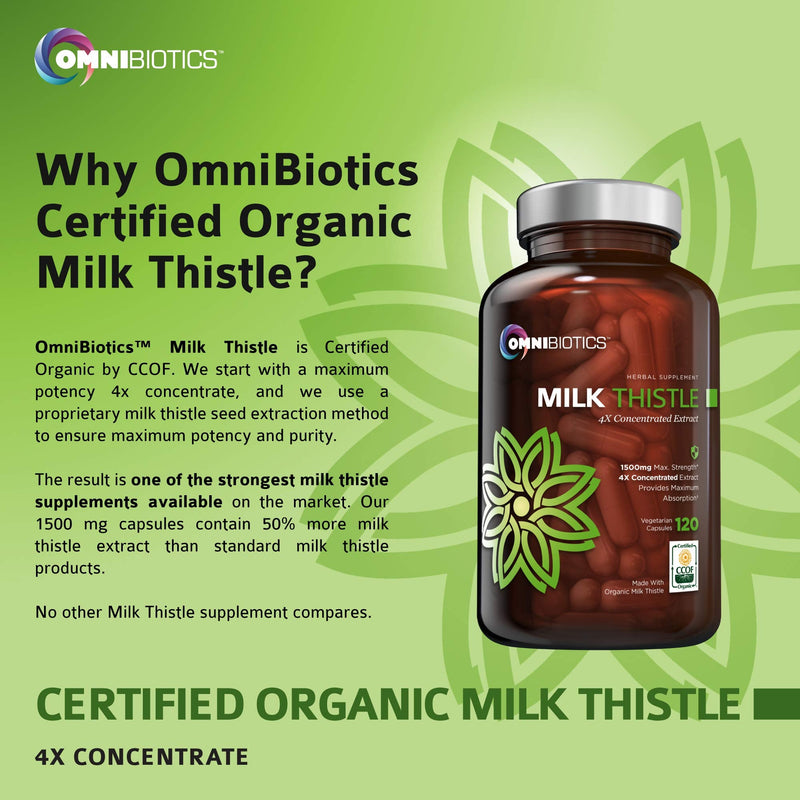 Organic Milk Thistle Capsules, 1500mg 4X Concentrated Extract with Silymarin is The Strongest Milk Thistle Supplement Available. Great for Liver Cleanse & Detox! 120 Vegetarian Capsules - NewNest Australia