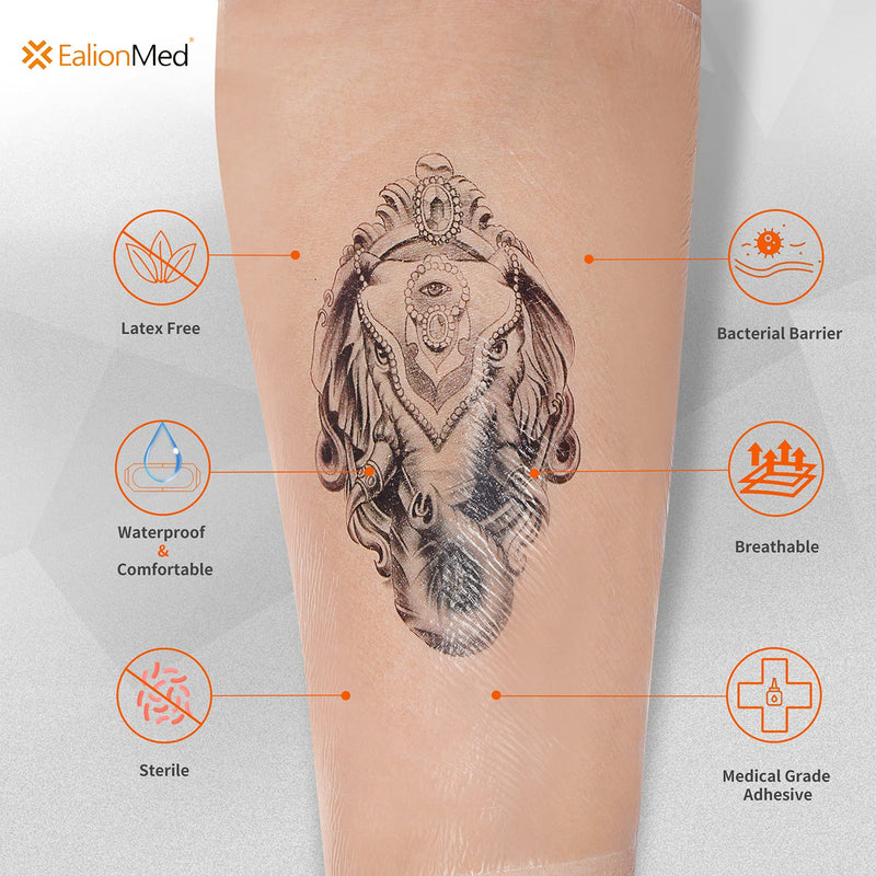 Transparent Film Dressing, Tattoo Aftercare Bandage, Shower Shield Water Barrier, PICC Catheter Shower Cover Protector, Waterproof Adhesive Wound Patch, 6''x8'', 10Pack by EalionMed 10 Count (Pack of 1) - NewNest Australia