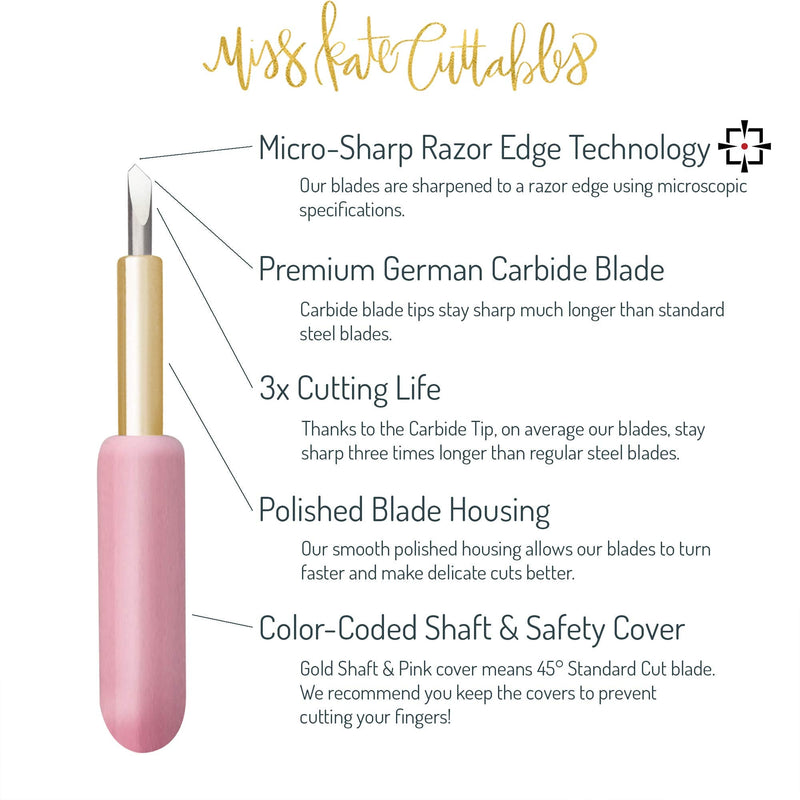 Carbide Blades for Cricut Explore Air 2 Vinyl Cutting Machines - Standard Cut 45 Degree - 5 Pack - Premium German Carbide - by Miss Kate Cuttables - Replacement Blades for Cricut Pazzles Standard/Fine 45° (5 qty.) - NewNest Australia