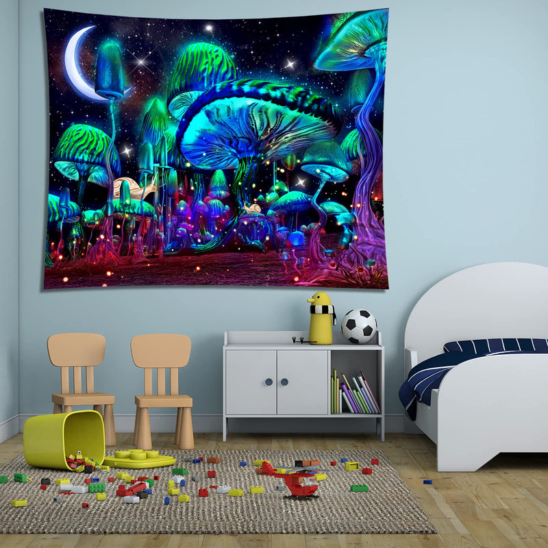Mushroom Tapestry Snails Trippy Mushroom Tapestry Fantasy Decor Moon and Stars Tapestry Mushroom Room Decor Wall Tapestries for Bedroom (51.2?L × 59.1?W) - NewNest Australia