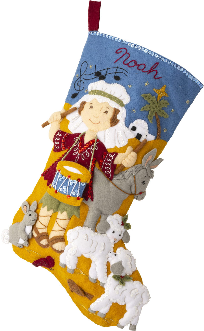 Bucilla, Drummer Boy 18" Felt Applique Stocking Making Kit, Perfect for DIY Needlepoint Arts and Crafts, 89480E - NewNest Australia