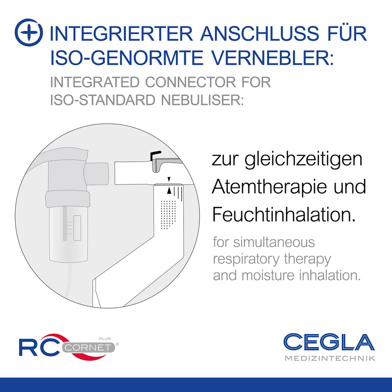 Cegla Rc Cornet Plus respiratory therapy device reduces cough, loses mucus, relieves shortness of breath, connection for inhalation devices for inhalation, integrated, clears lower respiratory tract, helps to breathe easier - NewNest Australia