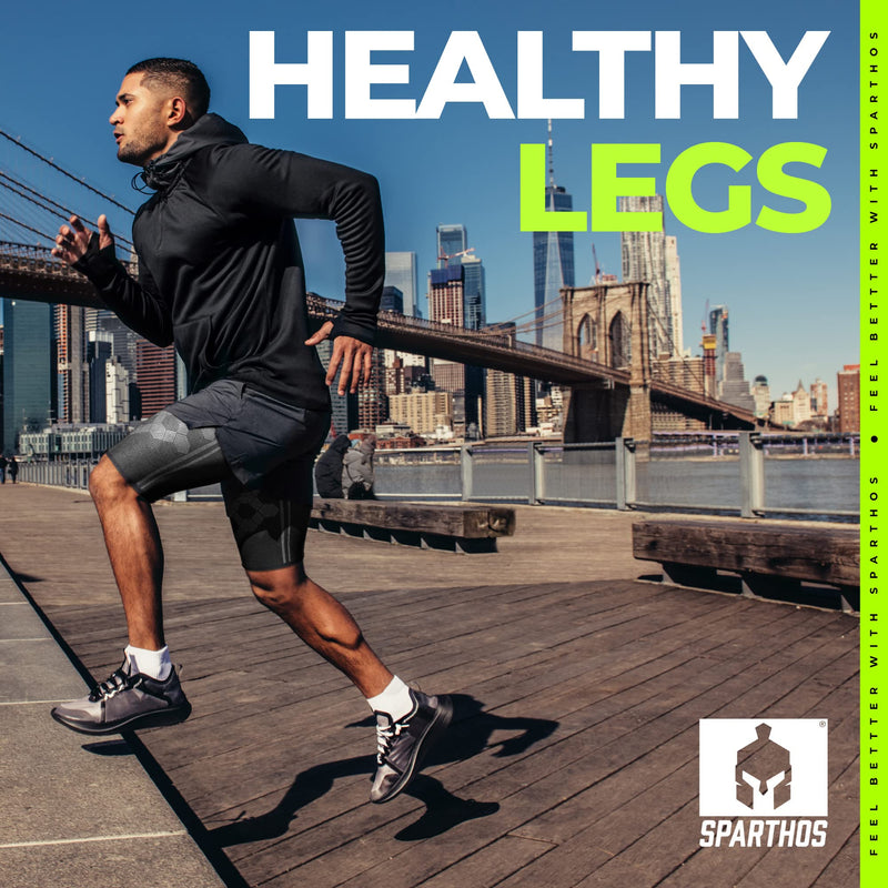 Sparthos Thigh Compression Sleeves (Pair) – Quad and Hamstring Support – Upper Leg Sleeves for Men and Women – Made from Innovative Breathable Elastic Blend – Anti Slip Midnight Black X-Large - NewNest Australia