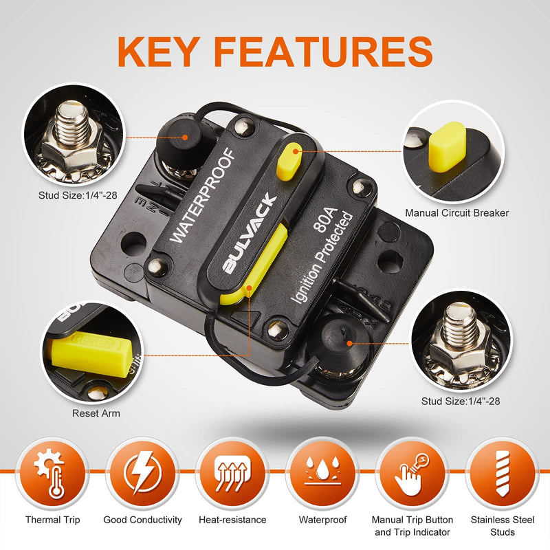 BULVACK 30 Amp Circuit Breaker with Manual Reset for Car Marine Trolling Motors Boat ATV Manual Power Protect for Audio System Fuse, 12V-36V DC, Waterproof 30Amp - NewNest Australia