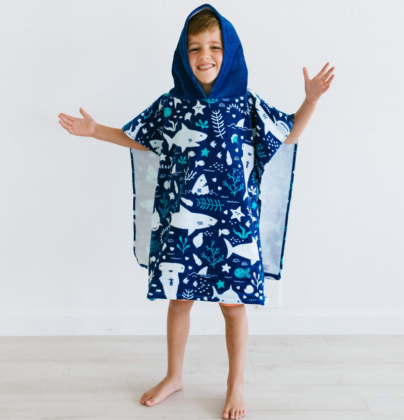 Baba & Bear Hooded Towel for Kids Swimsuit Cover Up for Beach, Pool, Bath (Shark) Shark - NewNest Australia