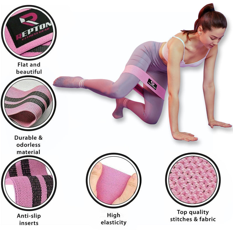 3 Sets Resistance Bands | Glutes, Hips and Legs Exercise Band | Ideal for Home Gym Fitness, Yoga, Pilates & Workout | Women and Men Non-Slip Booty Band | Physio Resistant Loop Pink - NewNest Australia