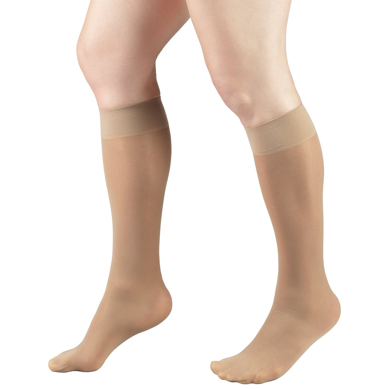 Truform Sheer Compression Stockings, 8-15 mmHg, Women's Knee High Length, 20 Denier, Beige, Large Large (1 Pair) - NewNest Australia