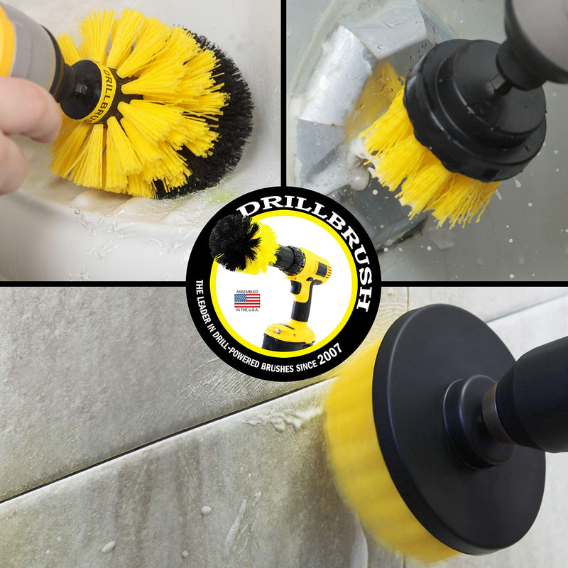 Drill Brush Attachment - Bathroom Surfaces Tub, Shower, Tile and Grout All Purpose Power Scrubber Cleaning Kit –Grout Drill Brush Set – Drill Brushes by Drill Brush Power Scrubber by Useful Products All Purpose Medium-yellow - NewNest Australia