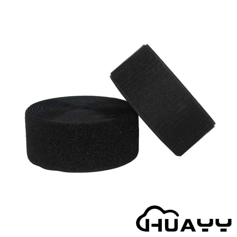 HUAYY 2 Inches Width 5 Yards Length,Sew on Hook and Loop Style,Non-Adhesive Nylon Strips Fabric,Black (2in x 5yd) 2in x 5yd - NewNest Australia