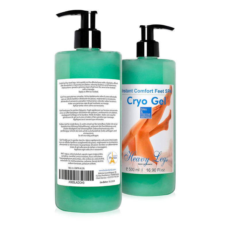 Cryo gel Heavy legs relief - Muscle gel - Cooling gel - Anti-Cellulite gel - Sore muscle rub - Aching Joints - Gel max strength - Swollen legs - Special Cooling Action - 500ml - 17.59 fl oz - NewNest Australia