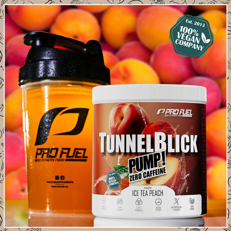 Pump booster without caffeine ICE TEA PEACH 440g - TUNNELBLICK® PUMP matrix with citrulline, arginine, taurine, tyrosine and plant extracts - high-dose pre-workout booster caffeine-free - 100% vegan 20 servings (pack of 1) - NewNest Australia