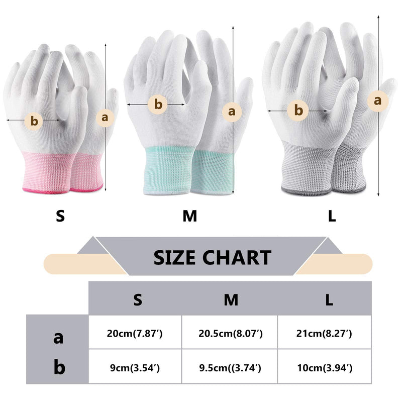 6 Pairs Quilting Gloves for Free-Motion Quilting, Machine Quilting Gloves, Lightweight White Nylon Quilting Gloves for Sewing Quilters (Pink,S) Pink S - NewNest Australia