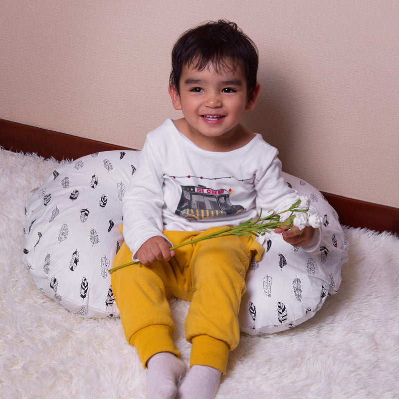 ALVABABY Nursing Pillow Cover Slipcover,100% Organic Cotton ,Soft and Comfortable,Feathers Design,Maternity Breastfeeding Newborn Infant Feeding Cushion Cover, ZT01 01feather - NewNest Australia