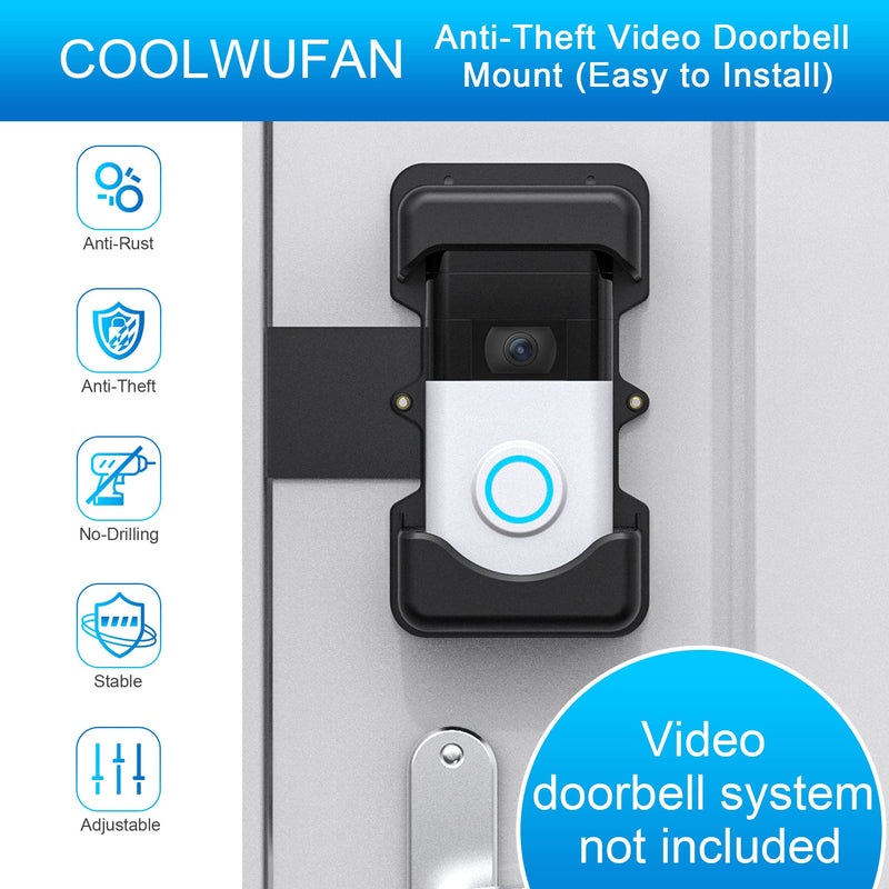 Anti-Theft Video Doorbell Mount, No-Drill Mounting Bracket for Most Brand Video Bell (Easy to Install) Black - NewNest Australia