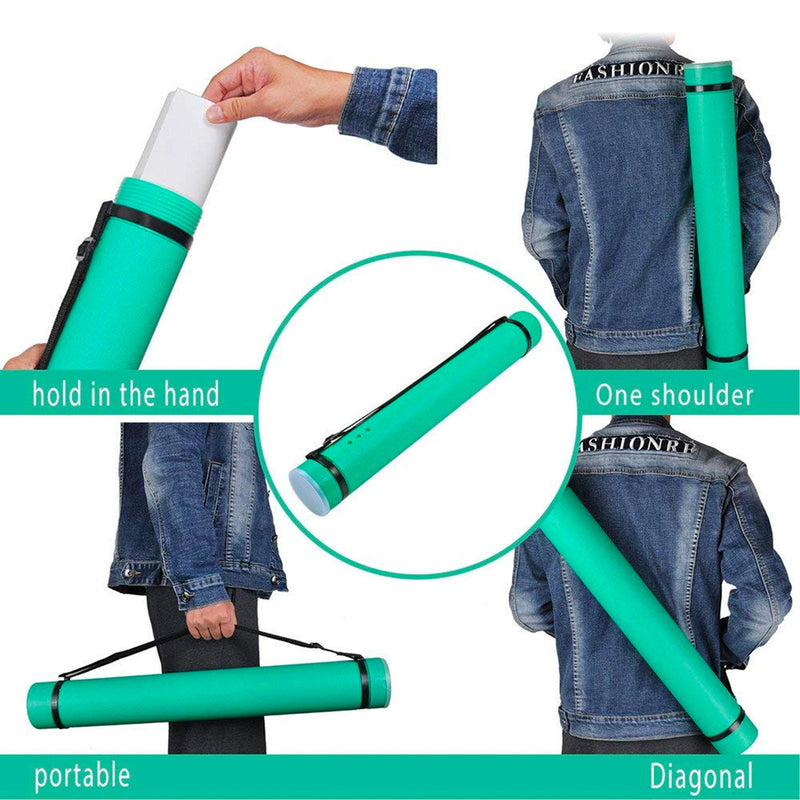 2-Pack Extendable Poster Tubes Expand from 24.5” to 40” with Shoulder Strap | Carry Documents, Blueprints, Drawings and Art | Red and Green Portable Durable Round Storage Cases with Lids and Labels - NewNest Australia