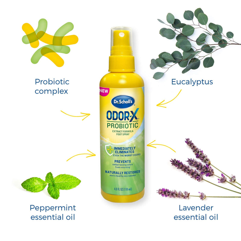 Dr. Scholl's Probiotic Foot Spray 4oz Immediately Eliminates and Prevents Odors from Returning Shoe Deoderizer, 4 Ounce Probiotic Odor Spray (4 oz) - NewNest Australia