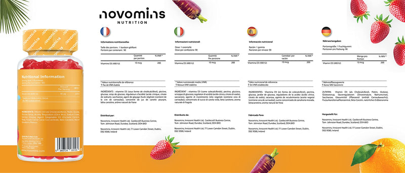 Kids Vitamin D - 3 Month Supply - Kids Vitamins – Vitamin D Gummies – 90 Chewable Kids Vitamin D - Vegetarian - Gluten Free – Childrens Vitamin D – Kids Vitamin D by Novomins - NewNest Australia