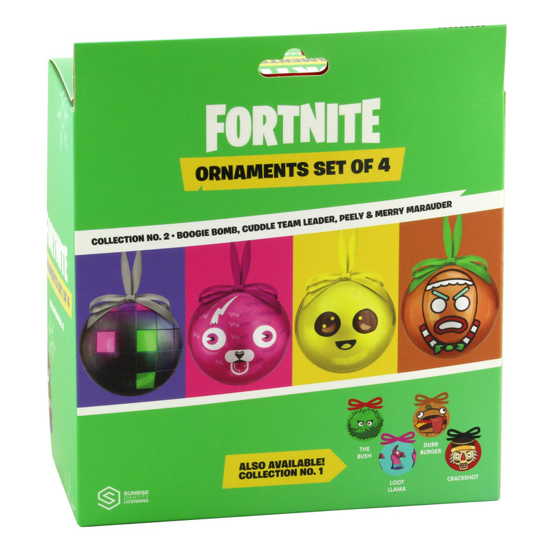 NewNest Australia - Epic Games Fortnite Holiday Ornaments Set of 4 - Collection 2 (Boogie Bomb, Cuddle Team Leader, Peely, Merry Marauder) 