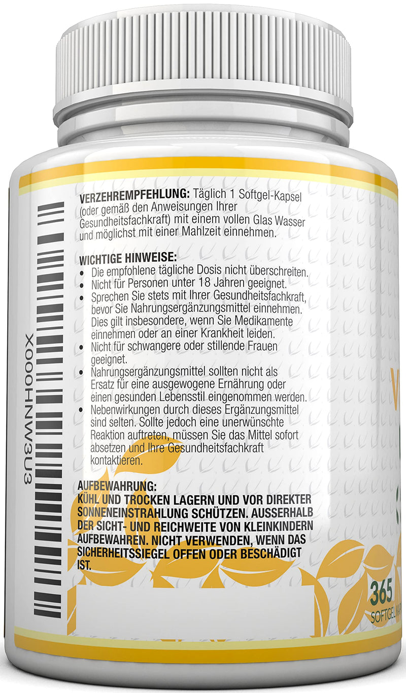 Vitamin D3 1,000 IU high dose | for bones, teeth & immune system | Annual supply | 100% Money Back Guarantee | 365 Softgel Capsules | Dietary supplements from Nu U Nutrition - NewNest Australia