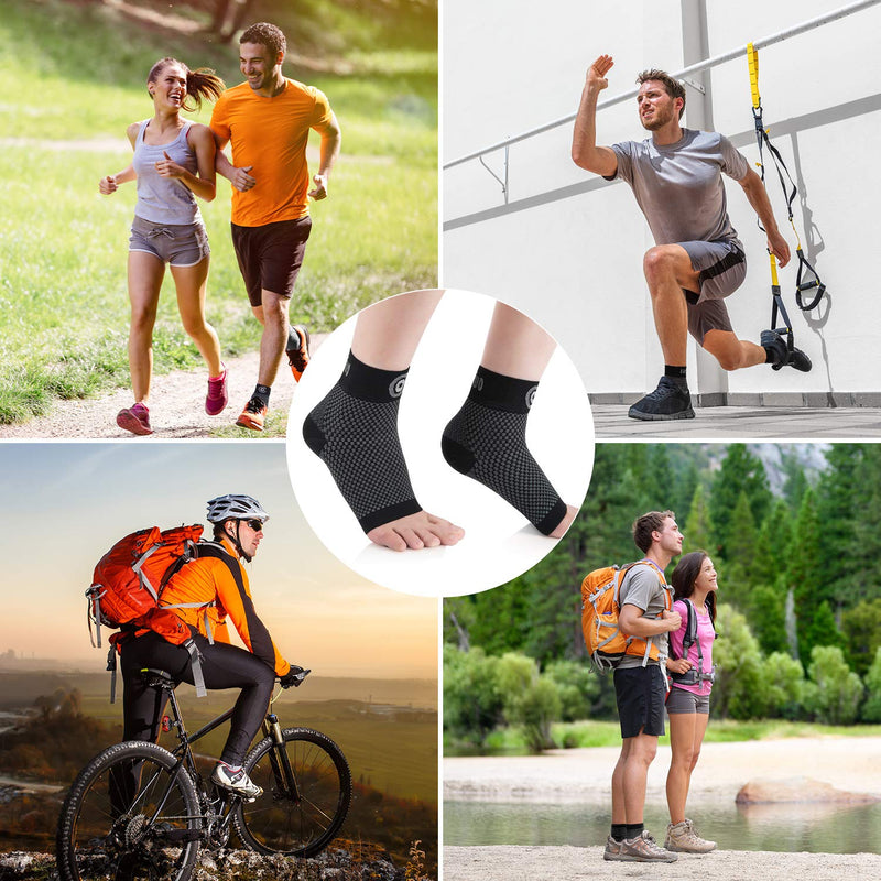 CAMBIVO ankle bandage 2 pairs, ankle bandage, ankle bandage, Achilles tendon bandage against heel spurs, plantar fasciitis, sprains, foot bandage for sports, fitness, everyday life, black M - NewNest Australia