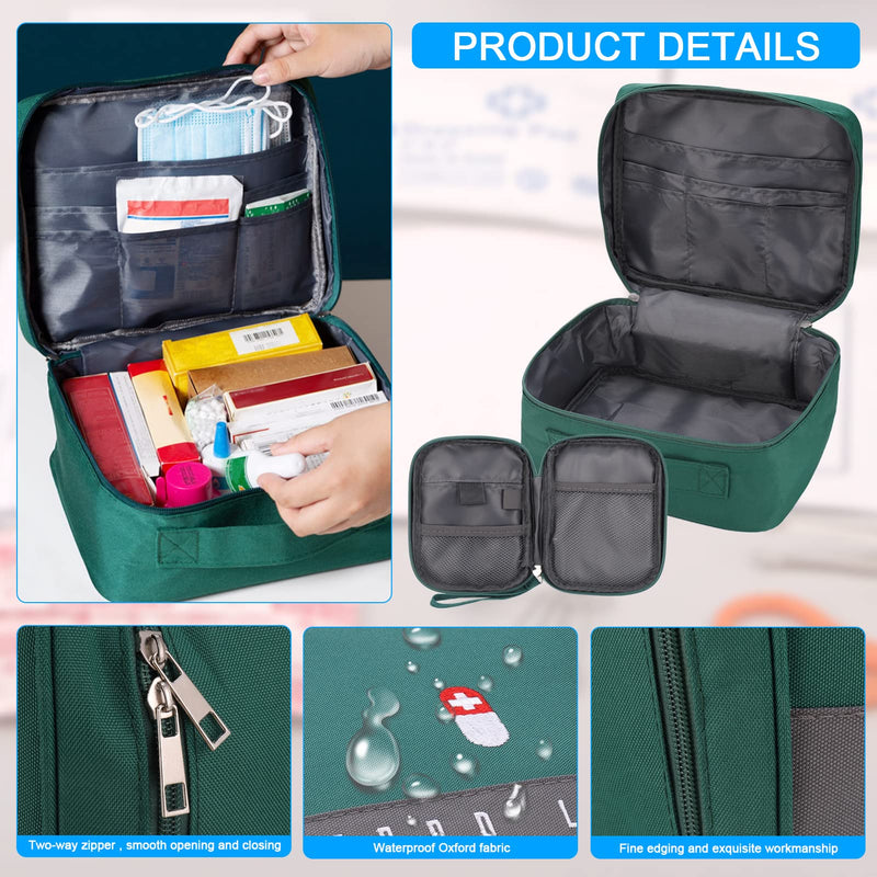 2 Pcs First Aid Bag Empty, Waterproof Medical Bag, 2 Size Travel Medicine Bag, Medicine Storage Bag Built-in Compartment, Portable Medicine Bag for Travelling Camping Home Hiking - NewNest Australia