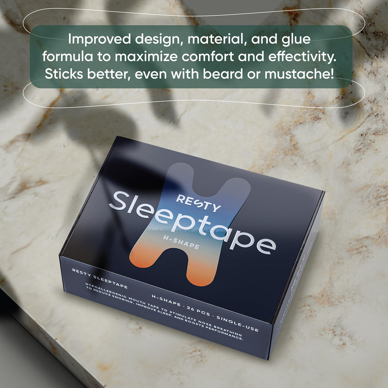 Resty H-Shape Sleeptape Mouth Plasters (Pack Of 36) Aid For Snoring And Better Sleep - Mouth Tape For Nasal Breathing And Better Oxygen Supply To The Blood - NewNest Australia