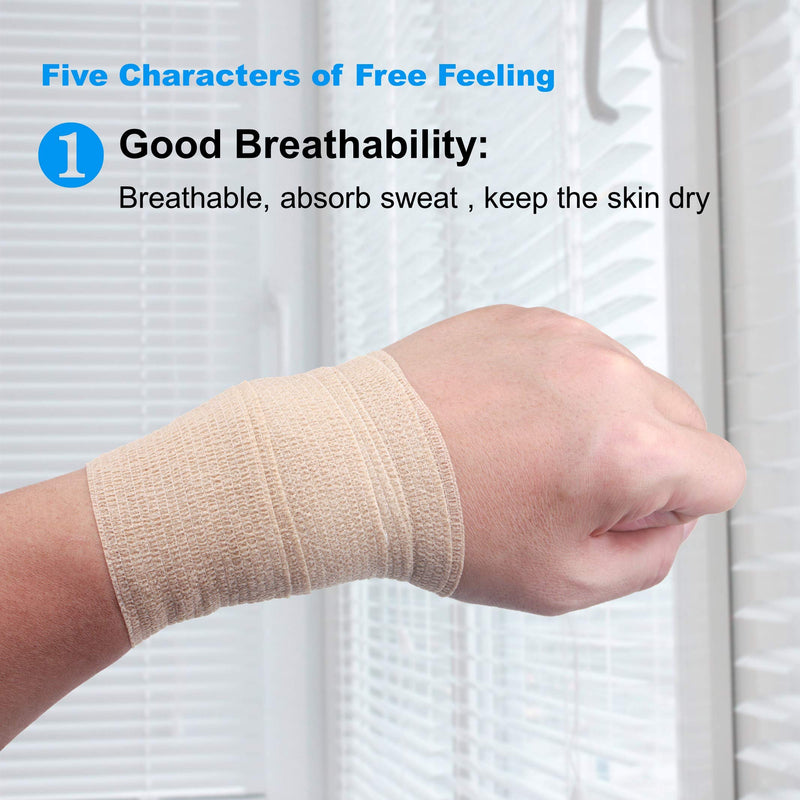 Cohesive Bandage Wrap, Self Adhesive Medical Tape,Vet Wrap, Athletic Elastic Stretch Band, self Adhesive, Flexible, Breathable & idea for Sport Injury & Wound/Finger/Wrist (Pets Too) 2“x15ft - NewNest Australia