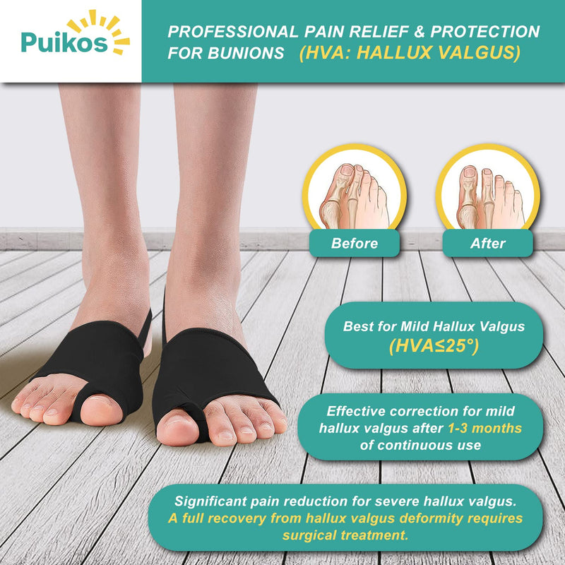 Puikos Hallux Valgus Toe Separator Toe Separator Set, 1 Pair Hallux Valgus Socks Bunion Corrector, 1 Big Toe Strap and 2 Toe Separators for Women Men (1 Toe/Large, Black) 1 Toe/Large - NewNest Australia
