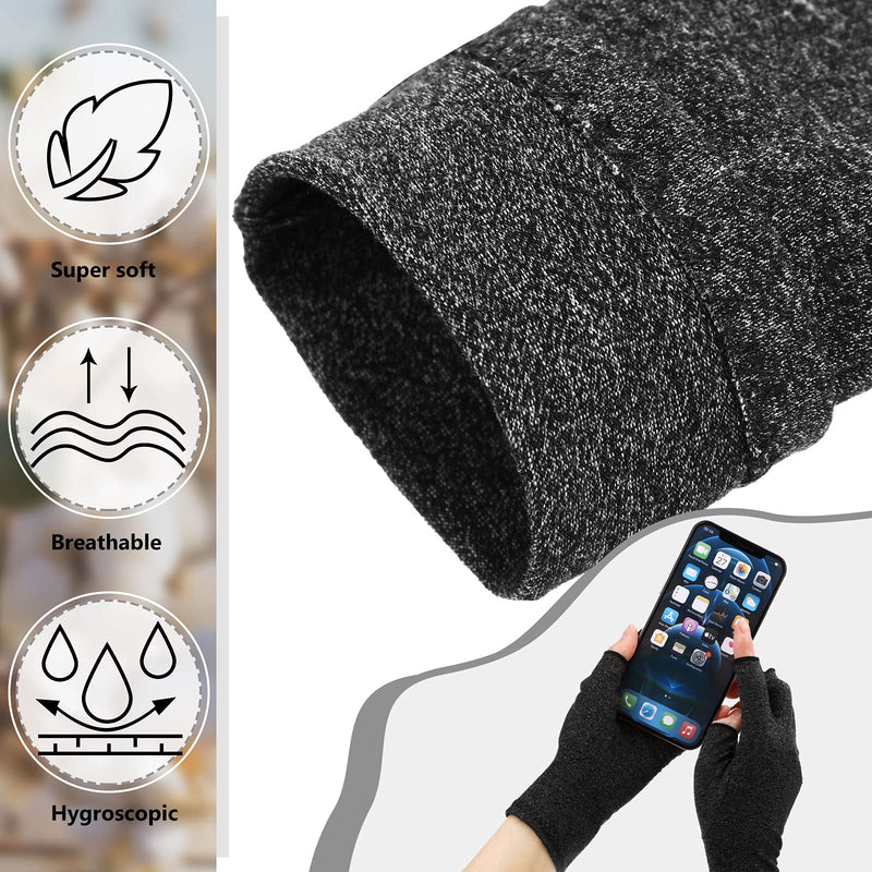 3 Pairs Compression Craft Arthritis Hands Gloves Fingerless Pressure Joint Relief for Quilting Sewing Typing Household Duties Black, Gray, Purple S - NewNest Australia