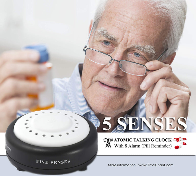 NewNest Australia - Atomic Talking Alarm Clock – 8 Wake up or Pill Reminder Alarm Clock (an Option for Talking Watch) perfect for vision impaired, elderly or blind by 5 Senses (1623) 