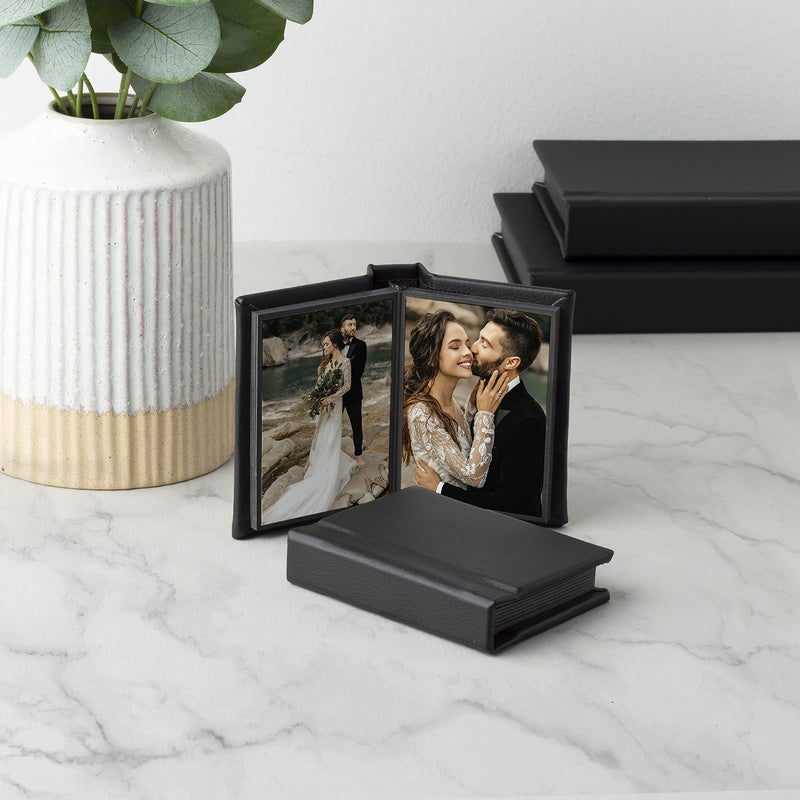 2.5" x 3.5" Black Leather Self-Stick Photo Album 2.5" x 3.5" - NewNest Australia