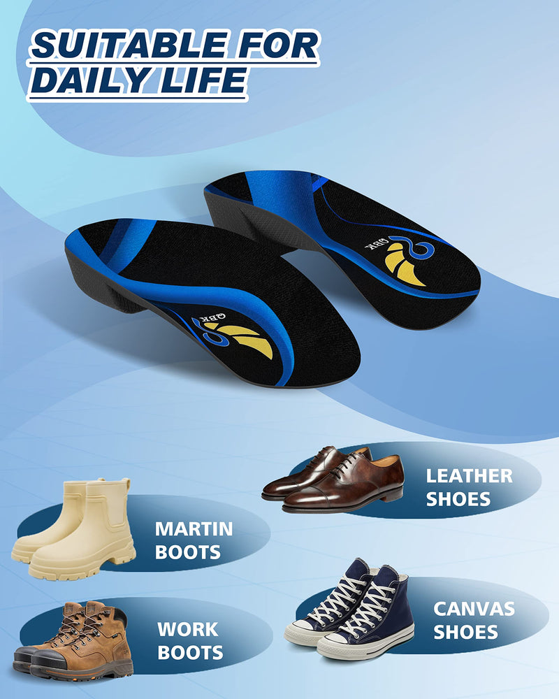 3/4 High Arch Support Insoles Women Men QBK Orthopedic Insoles Suitable for Plantar Fasciitis Flat Feet OverPronation Achilles Tendonitis Height Increase Insoles for Pain Relief, M M: 6-8 - NewNest Australia