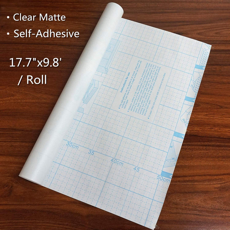 NewNest Australia - Clear Matte Adhesive Film Clear Protective Vinyl Book Covering Film for Crafts Transfer Tape Paper Privacy Window Film Self Adhesive Peel and Stick Shelf Liner Drawer Liner 17.7”x9.8’ 