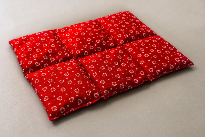 Cherry stone pillow large 40x30cm 6-chamber, hearts-red - e.g. back, stomach - heat pillow grain pillow for microwave and oven - cherry stone pillow 30x40 hearts-red cherry stones - NewNest Australia
