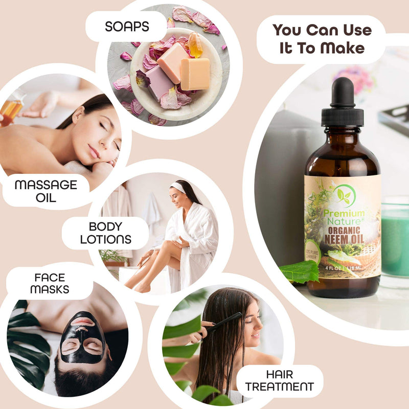 Neem Oil For Skin - Neem Oil for Hair, 100% Pure Neem Oil Cold Pressed Moisturizer Neem Oil for Essential Oil Mixing Neem Oil Organic Massage Oil 4 oz - NewNest Australia