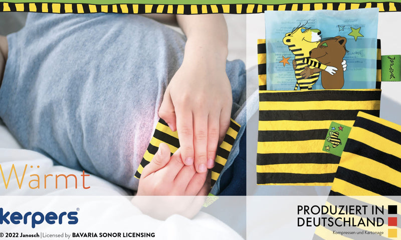 JANOSCH® NEW!! 2x cold warm compresses with tiger - protective cover made of BW - cold and warm gel compress - made in Germany - microwave safe - NewNest Australia