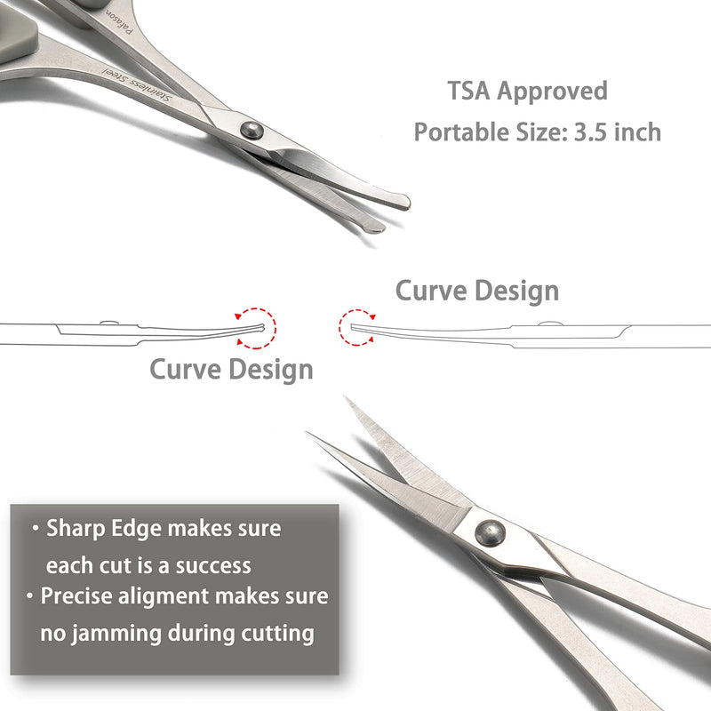 Pafason stainless steel mustache scissors, beard scissors, facial nose hair scissors with safety cover and premium leather case - NewNest Australia