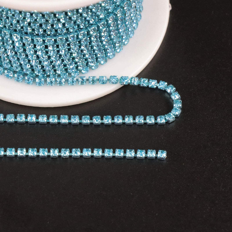 Jerler 10 Yards Crystal Rhinestone Trim Close Chain for Sewing Crafts Ideal Wedding Party DIY Decoration (Acid Blue, 2.0mm) Acid Blue - NewNest Australia