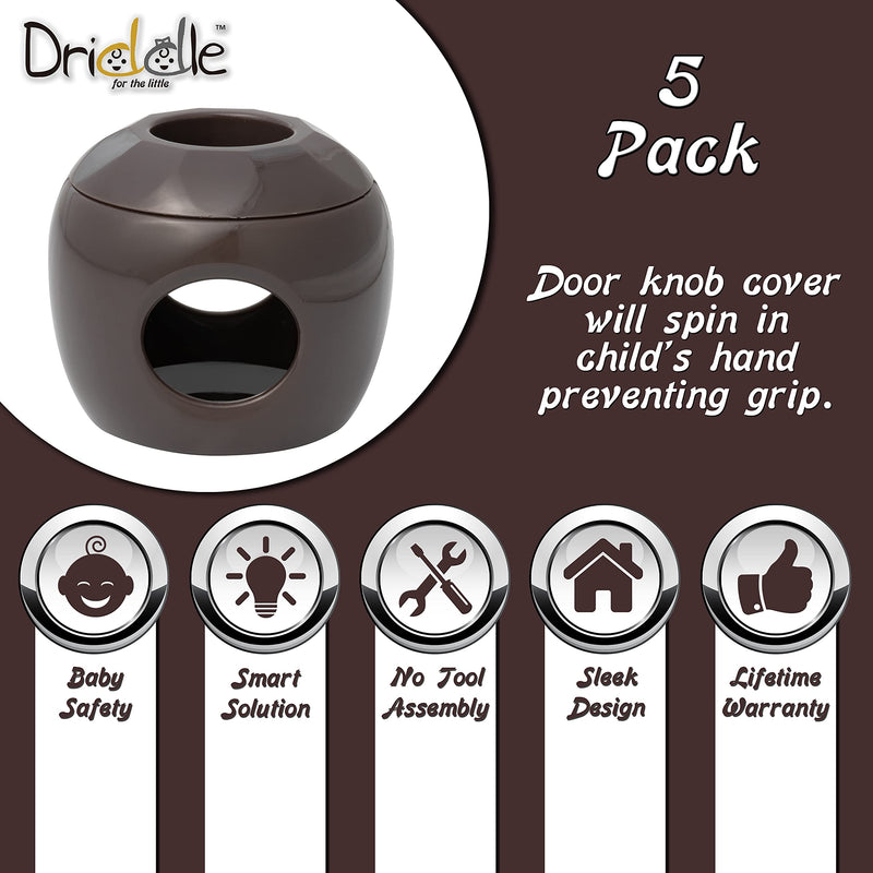Bronze - Door knob Baby Safety Cover - 5 Pack - Deter Little Kids from Opening Doors with A Child Proof Door Handle Lock - Diddle - NewNest Australia